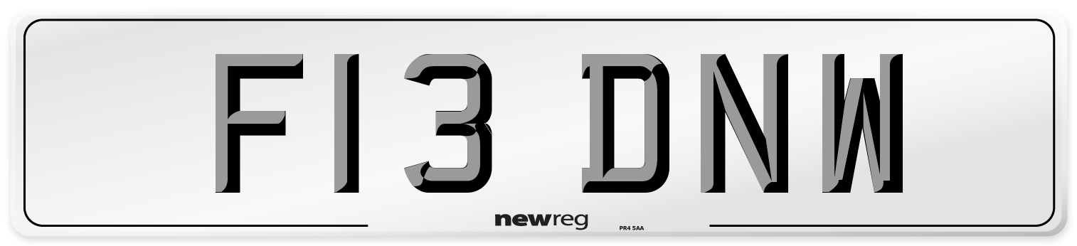 F13 DNW Number Plate from New Reg
